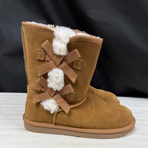 Koolaburra Tan Suede Boots with Fur Trim